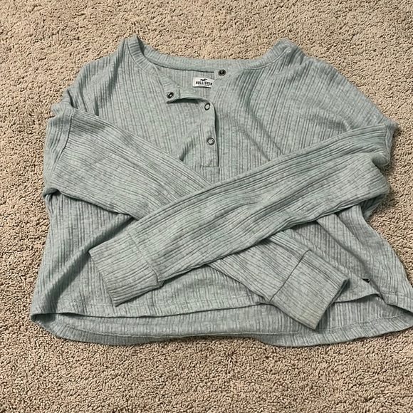 hollister light teal long sleeve button up shirt - Picture 1 of 1